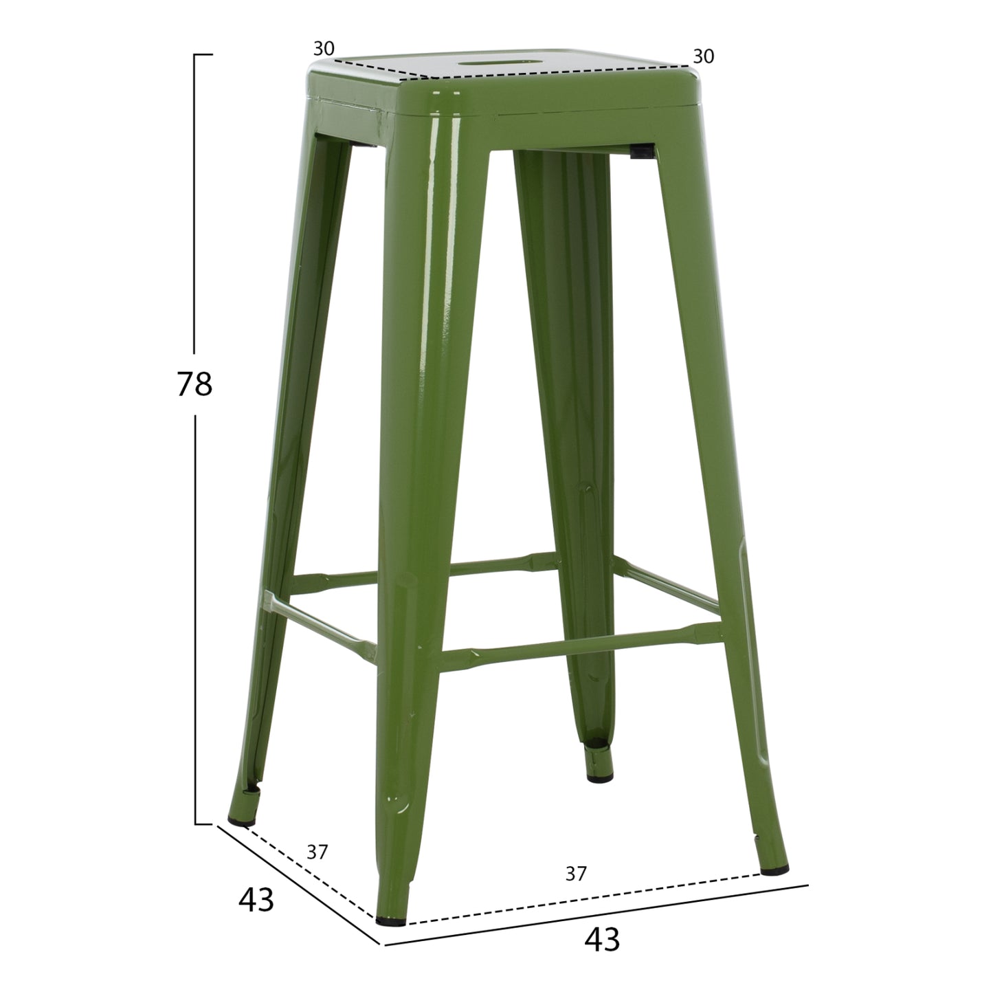 ΣΚΑΜΠΟ ΜΠΑΡ ΜΕΤΑΛΛΙΚΟ MELITA PRO ΣΕ LIGHT OLIVE GREEN 43x43x78