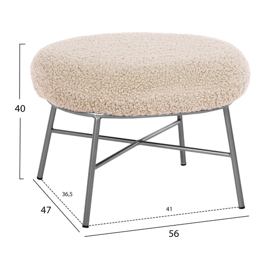 TRUDI STOOL WITH SILVER BASE - BOUCLE WHITE 56x47x40