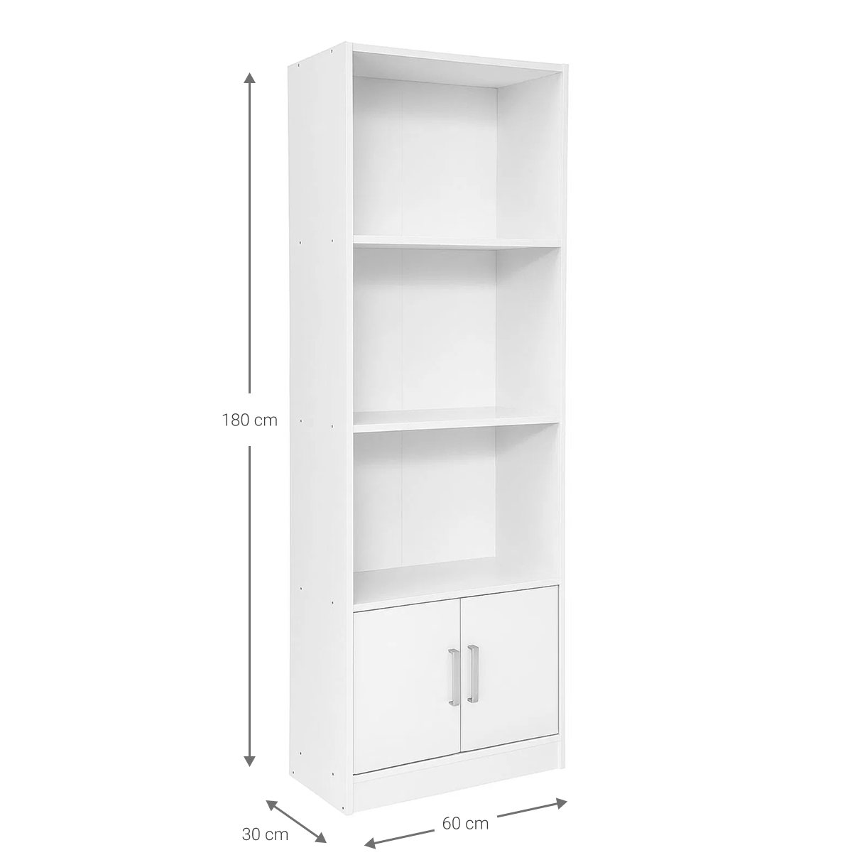 Βιβλιοθήκη Eliot 3S 2D Λευκό 60x30x180