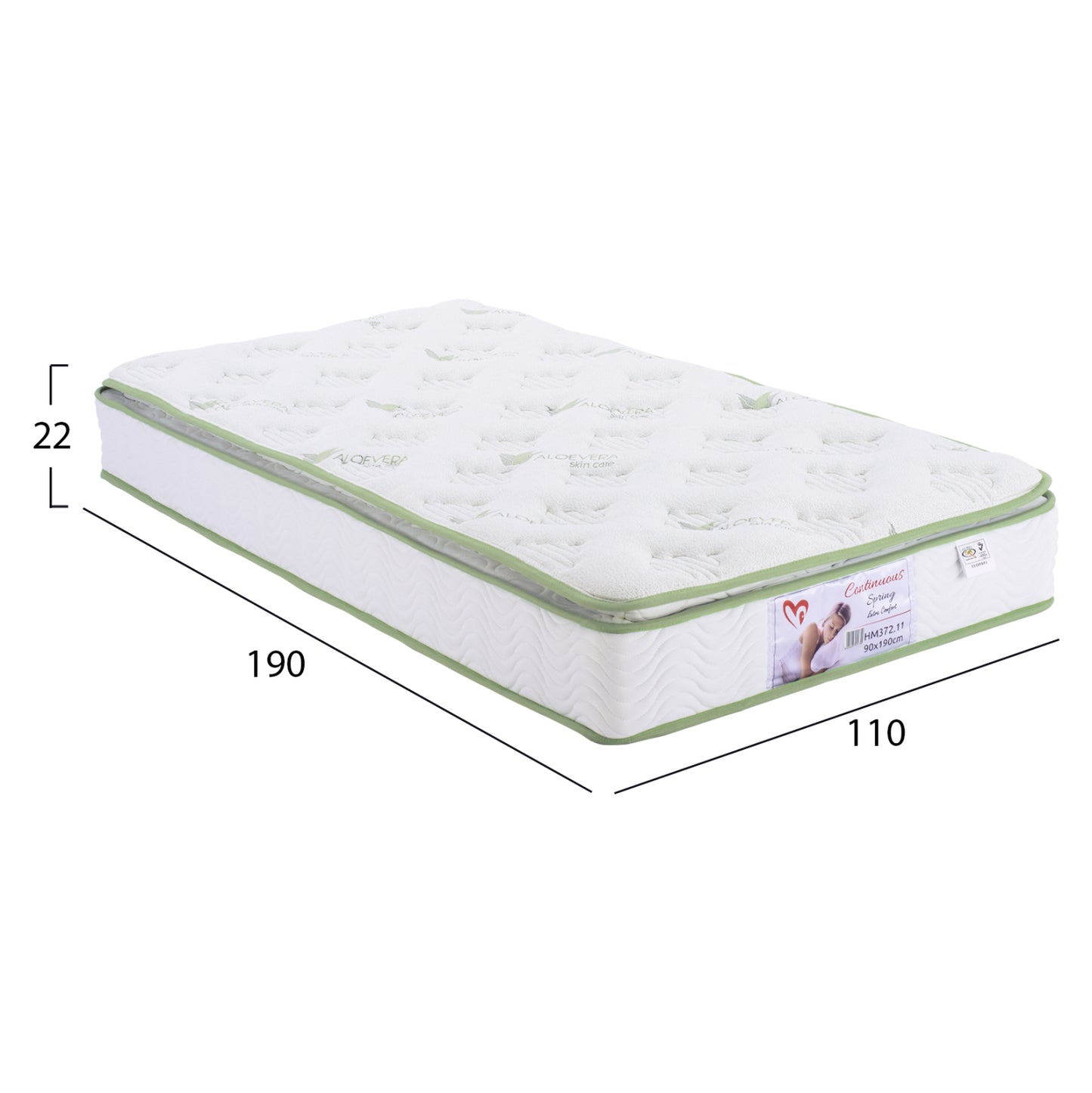 ΣΤΡΩΜΑ CONTINUOUS SPRING ΑΝΩΣΤΡΩΜΑ ALOE VERA ΜΟΝΗΣ ΟΨΗΣ 110x190εκ