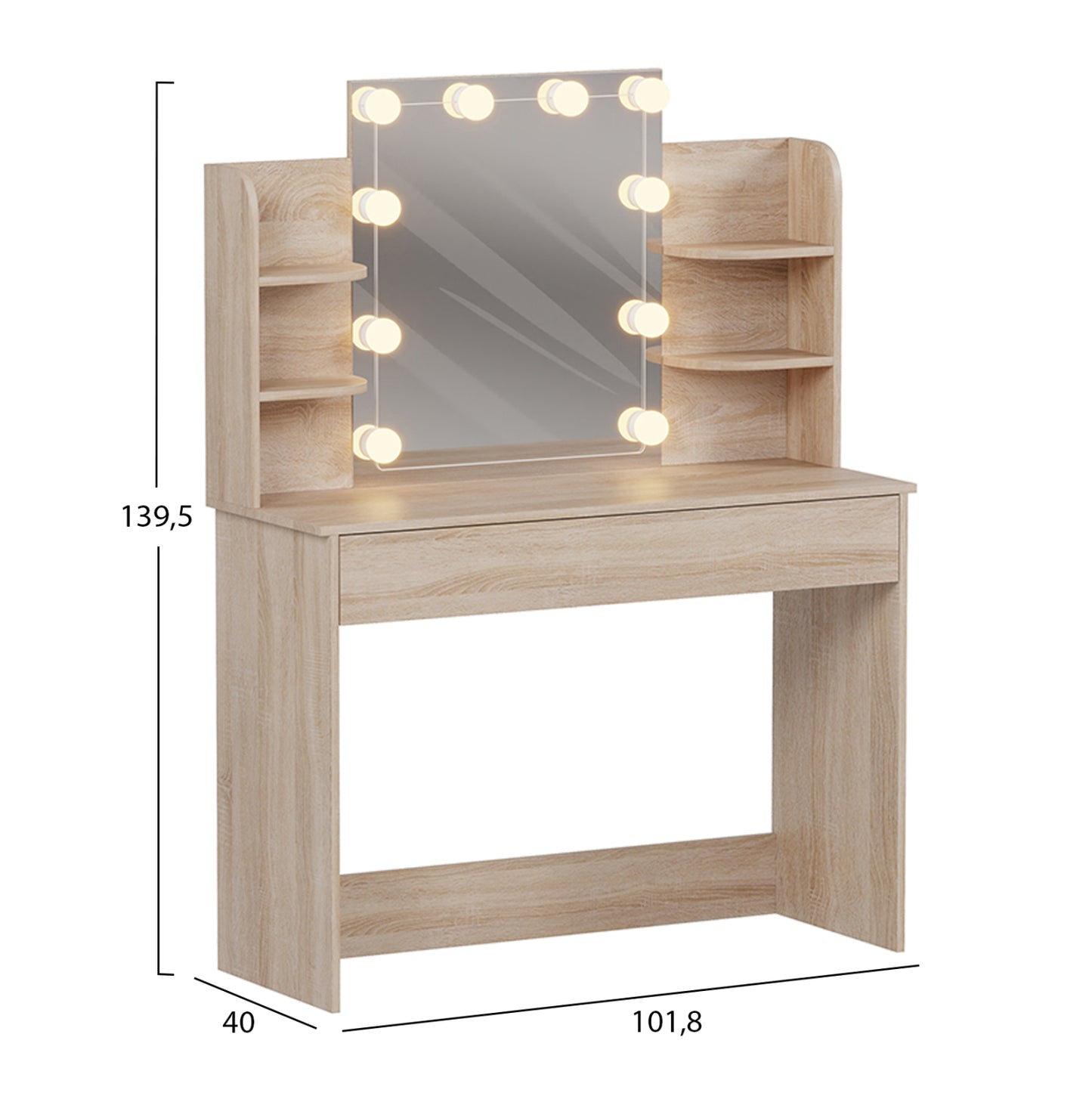ΤΟΥΑΛΕΤΑ ΜΕ ΦΩΤΙΣΜΟ LED ΡΑΦΙΑ ΣΥΡΤΑΡΙΑ LAURYN SONAMA 108x40x140