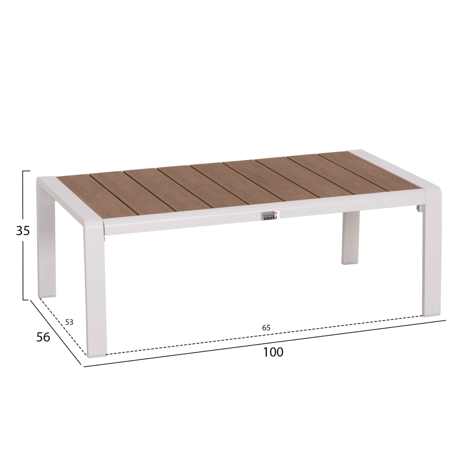ΤΡΑΠΕΖΑΚΙ ΞΑΠΛΩΣΤΡΑΣ BENTRY ΑΛΟΥΜΙΝΙΟ ΛΕΥΚΟ POLYWOOD 100x56x35