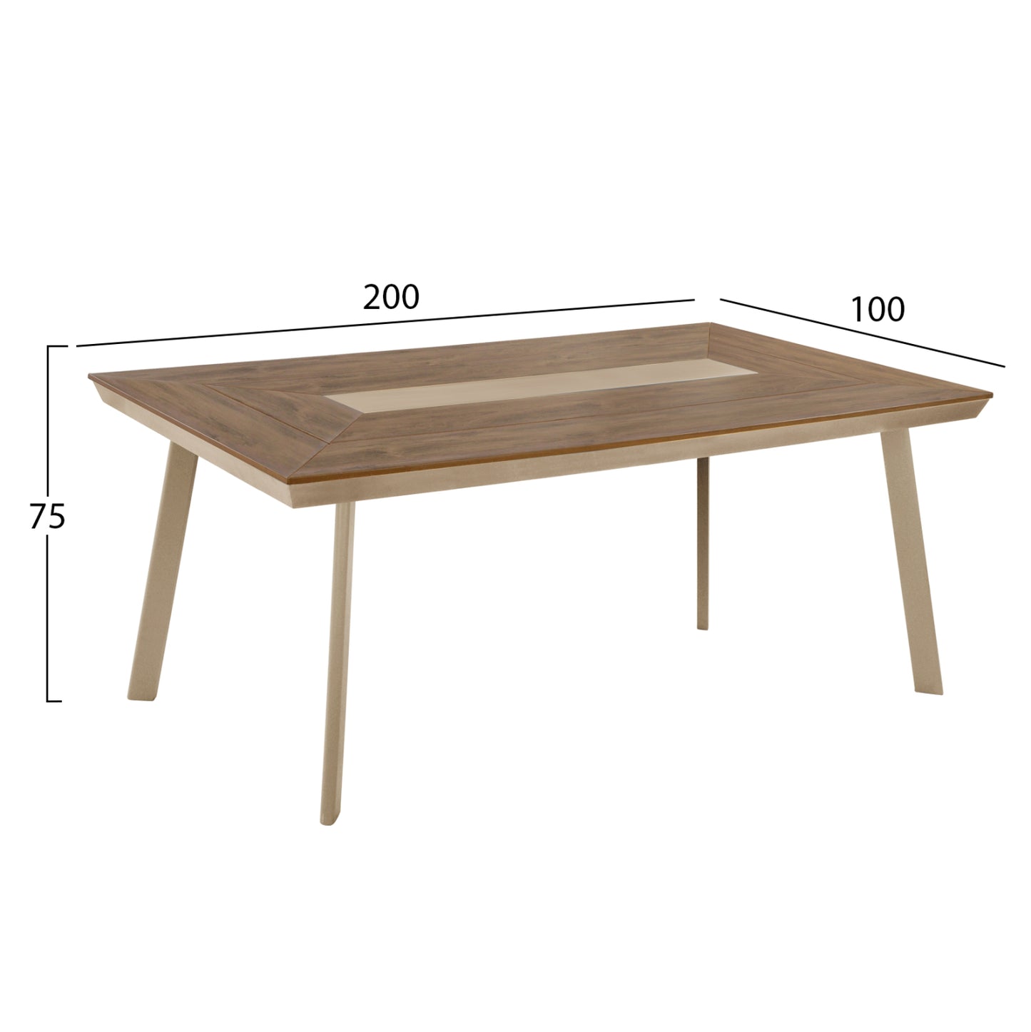 ΤΡΑΠΕΖΙ ΑΛΟΥΜΙΝΙΟΥ TABER ΚΑΠΟΥΤΣΙΝΟ ΜΕ POLYWOOD TOP 200x100x75