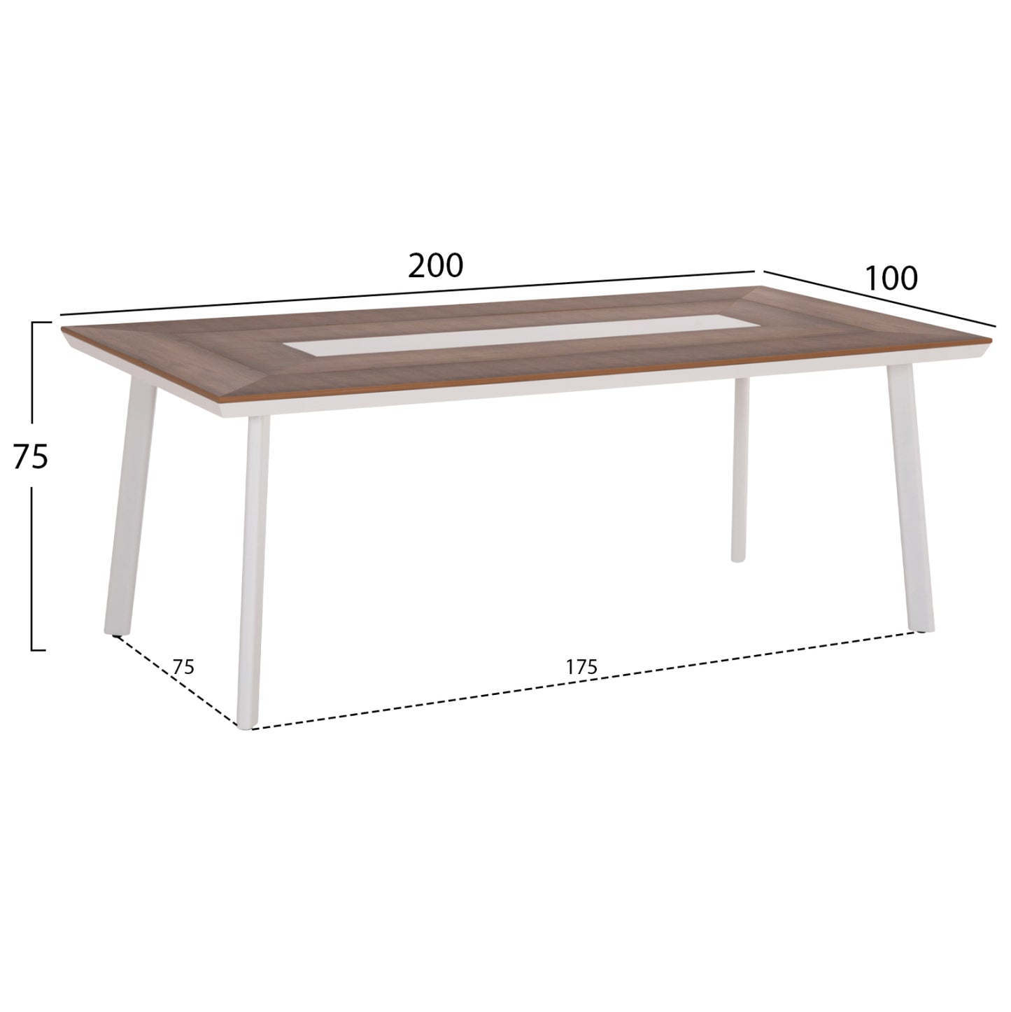 ΤΡΑΠΕΖΙ ΑΛΟΥΜΙΝΙΟΥ TABER ΛΕΥΚΟ ΜΕ POLYWOOD TOP 200x100x75