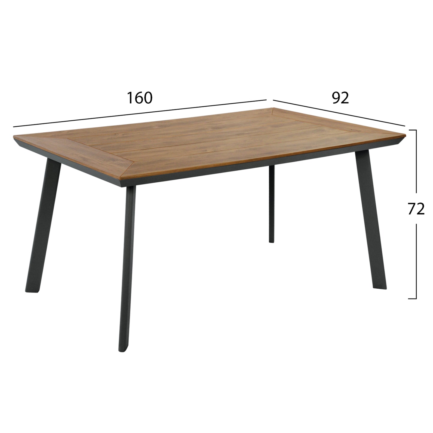 ALUMINUM TABLE TABER WITH POLYWOOD GREY 160x92x72