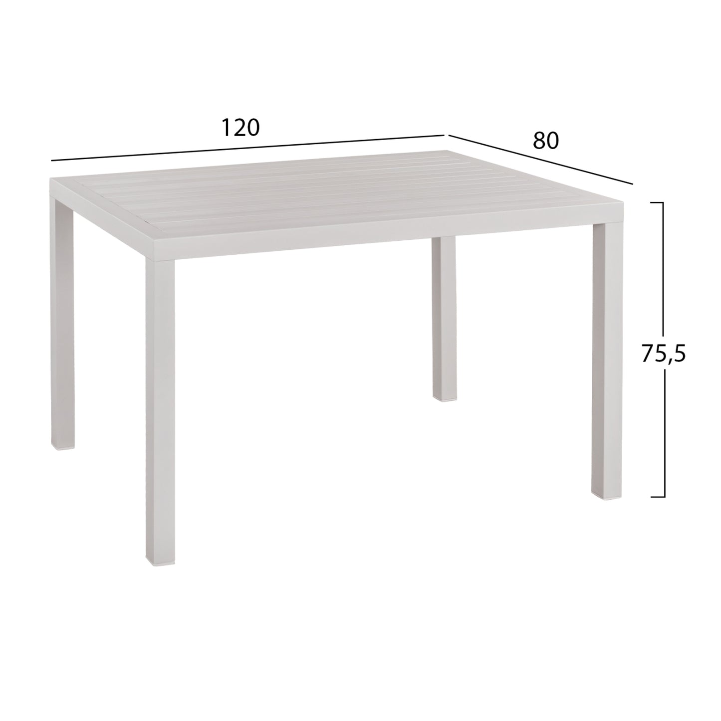 ΤΡΑΠΕΖΙ ΑΛΟΥΜΙΝΙΟΥ SAHIRA ΣΕ ΛΕΥΚΗ ΑΠΟΧΡΩΣΗ 120x80x75,5
