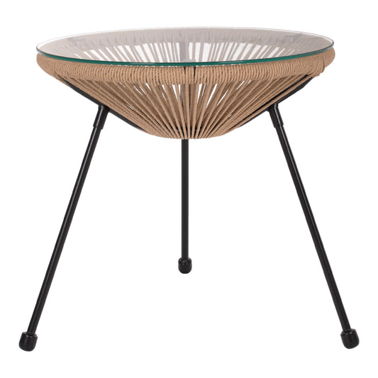 ALLEGRA BLACK METAL SIDE TABLE WITH TWISTED WICKER NATURAL D47x45