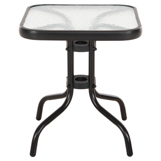 FIGO SIDE TABLE BLACK METAL WITH GLASS TOP 45x45x51