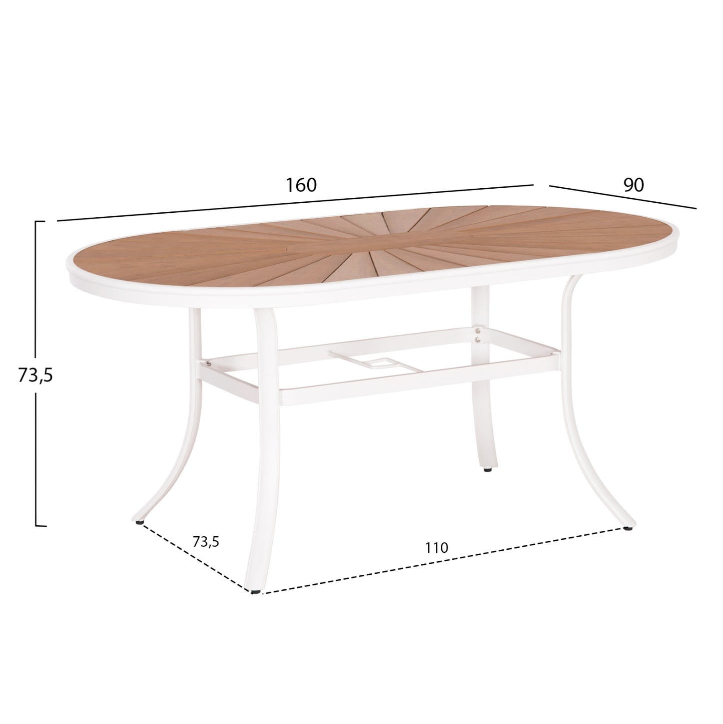 ΤΡΑΠΕΖΙ ΕΞΩΤ. ΧΩΡΟΥ TELAMO ΑΛΟΥΜΙΝΙΟ ΛΕΥΚΟ & POLYWOOD 160x90x73.5