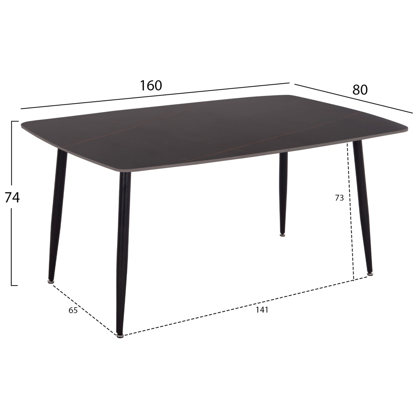 ΤΡΑΠΕΖΙ RAVEN ΚΕΡΑΜΙΚΟ TOP ΜΕ ΟΨΗ ΜΑΥΡΟ ΜΑΡΜΑΡΟ 160x80x74