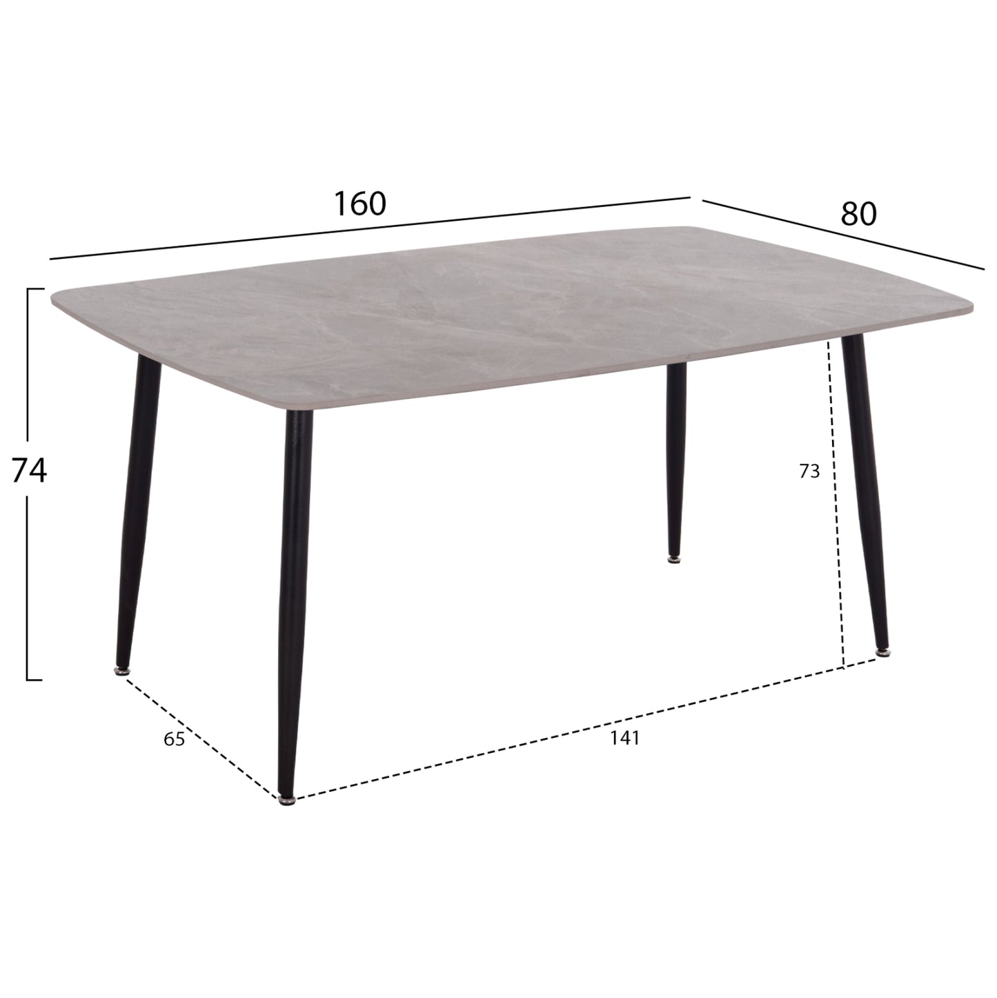 ΤΡΑΠΕΖΙ RAVEN ΚΕΡΑΜΙΚΟ TOP ΜΕ ΟΨΗ ΓΚΡΙ ΜΑΡΜΑΡΟ 160x80x74