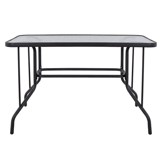 TABLE ADAM METAL DARK GRAY WITH GLASS TOP 110x60x71