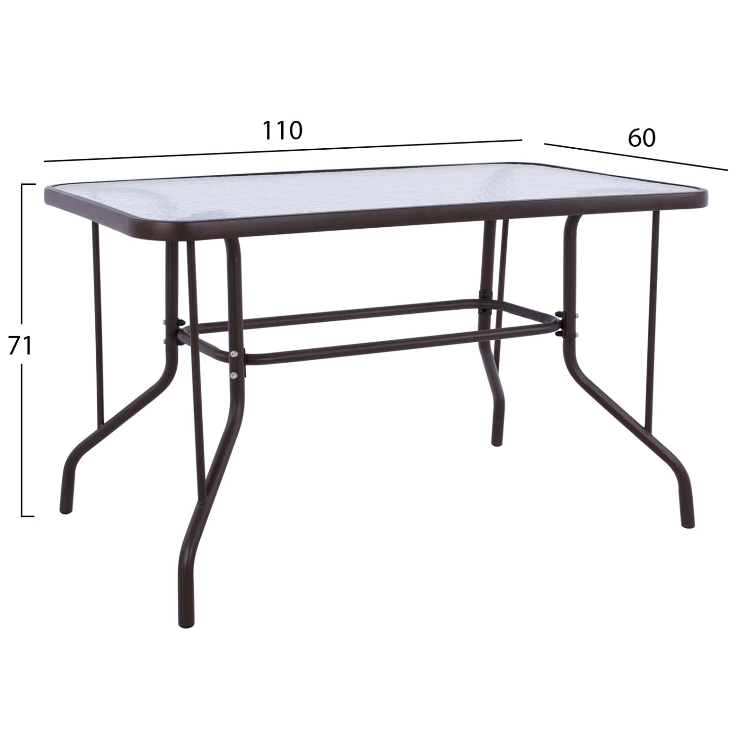 ADAM METAL COFFEE TABLE WITH GLASS TOP 110x60x71
