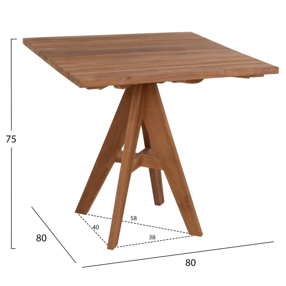 ΤΡΑΠΕΖΙ LEO ΤΕΤΡΑΓΩΝΟ ΜΑΣΙΦ ΞΥΛΟ ΤΕΑΚ 80x80x75