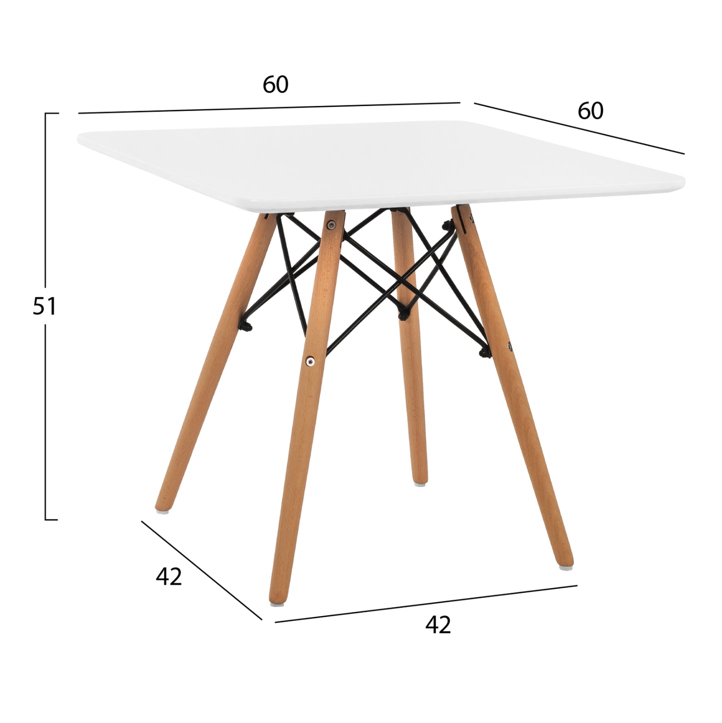 TABLE MINIMAL KID WHITE 60x60x51