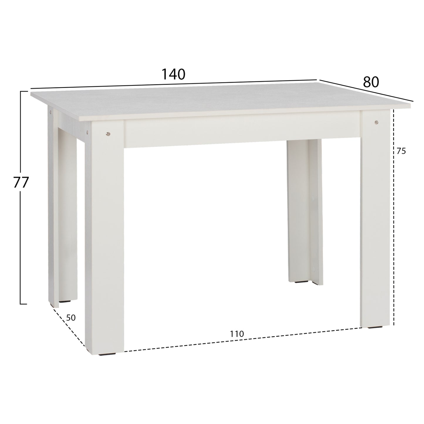 ΤΡΑΠΕΖΙ ΚΟΥΖΙΝΑΣ KELVIN ΛΕΥΚΟ 140x80x77