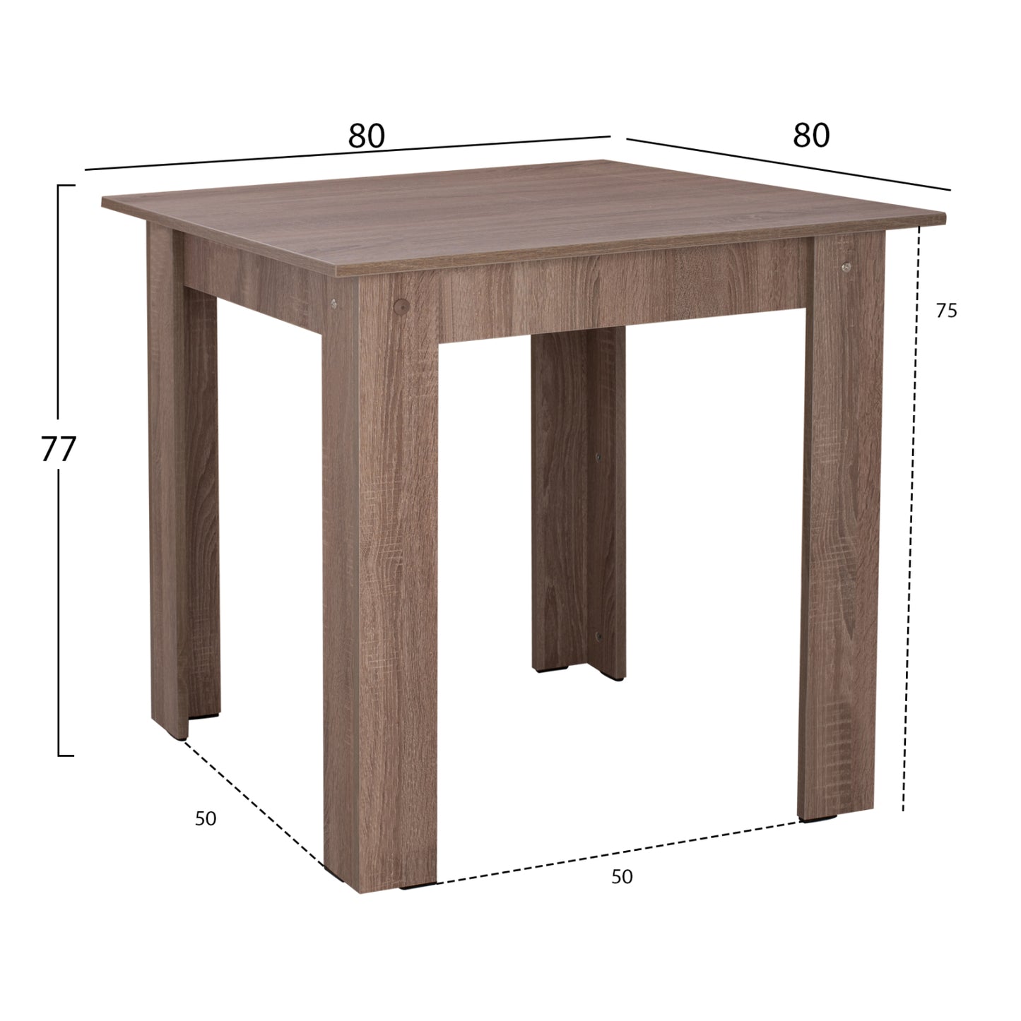 KITCHEN TABLE KELVIN SONOMA OAK TRUFFLE 80x80x77