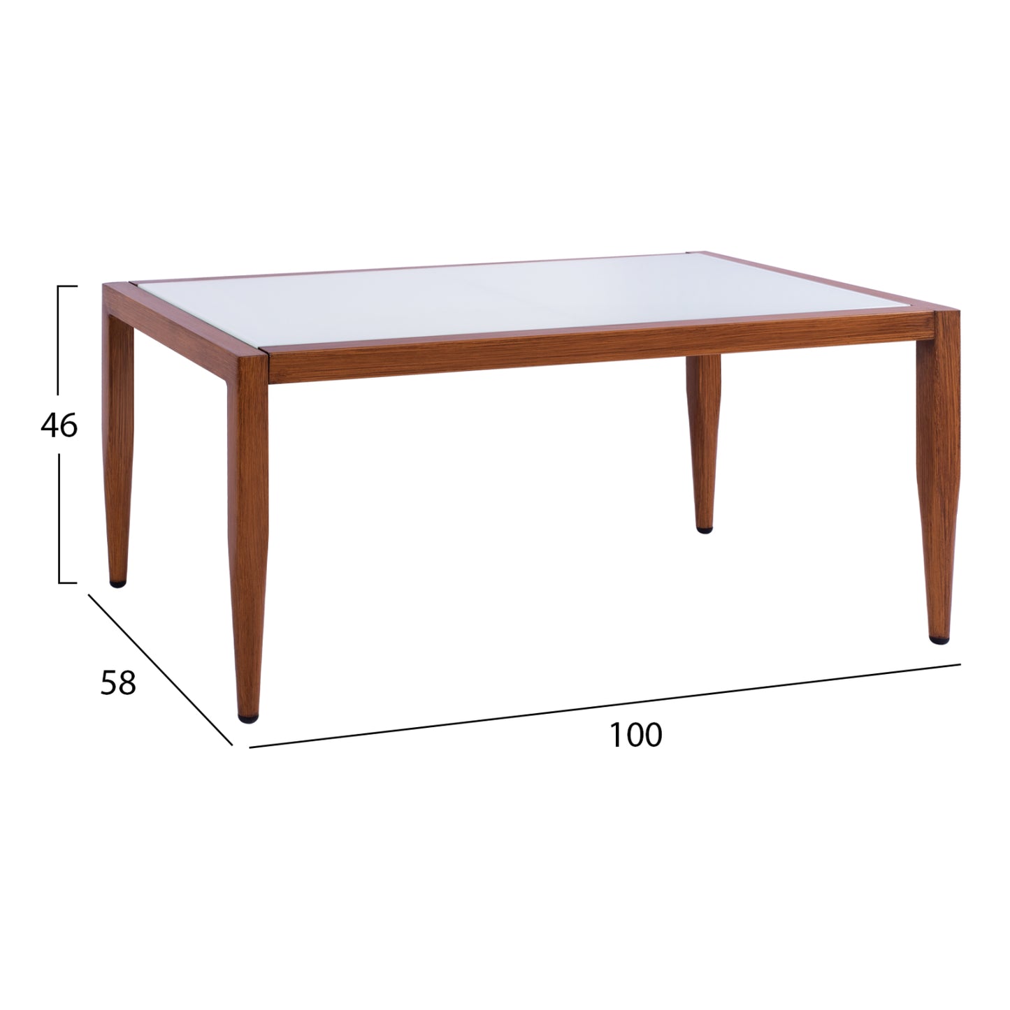 ΤΡΑΠΕΖΙ MEIR ΣΑΛΟΝΙΟΥ ΑΛΟΥΜΙΝΙΟΥ BAMBOO LOOK ΜΕ ΓΥΑΛΙ 100x58x46
