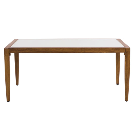 ΤΡΑΠΕΖΙ MEIR ΣΑΛΟΝΙΟΥ ΑΛΟΥΜΙΝΙΟΥ BAMBOO LOOK ΜΕ ΓΥΑΛΙ 100x58x46