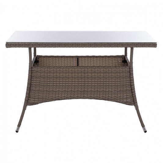 ΤΡΑΠΕΖΙ ΜΕΤΑΛΛΙΚΟ MILITARY RATTAN ΓΚΡΙ 120x70x75