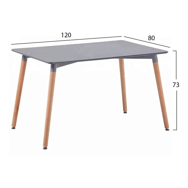 MINIMAL GREY TABLE WITH BEECH WOOD LEGS 120x80x73