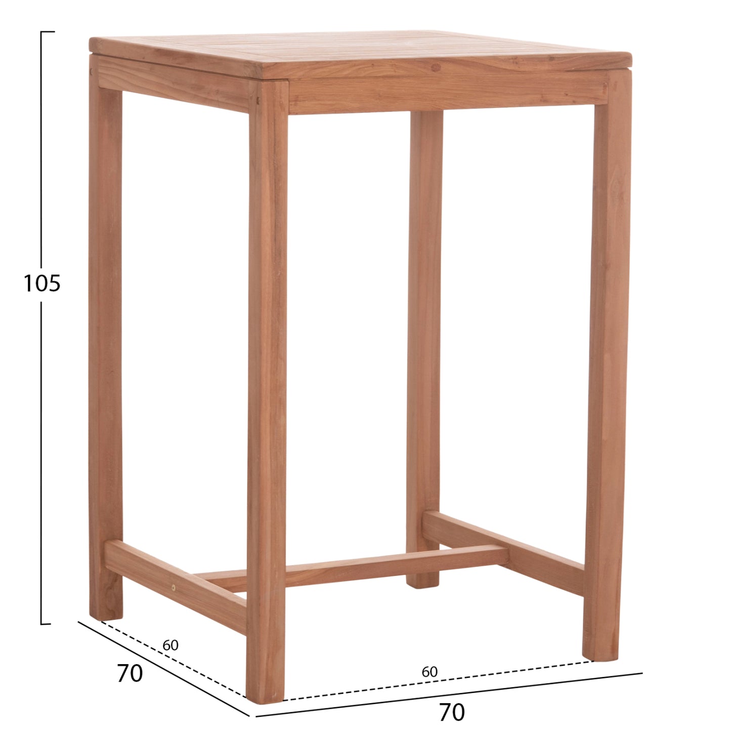 ΤΡΑΠΕΖΙ ΜΠΑΡ ΤΕΤΡΑΓΩΝΟ PRESSCOT ΞΥΛΟ TEAK ΣΕ ΦΥΣΙΚΟ 70x70x105