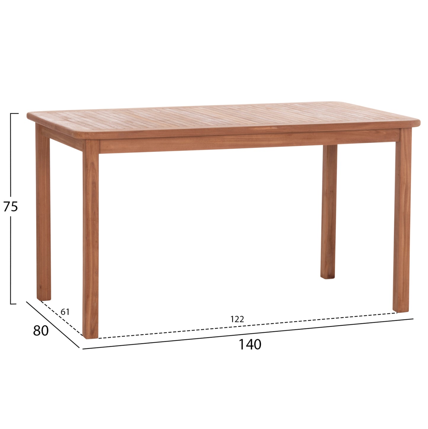 ΤΡΑΠΕΖΙ ΟΡΘΟΓΩΝΙΟ PRESSCOT ΞΥΛΟ TEAK ΦΥΣΙΚΟ 140x80x76