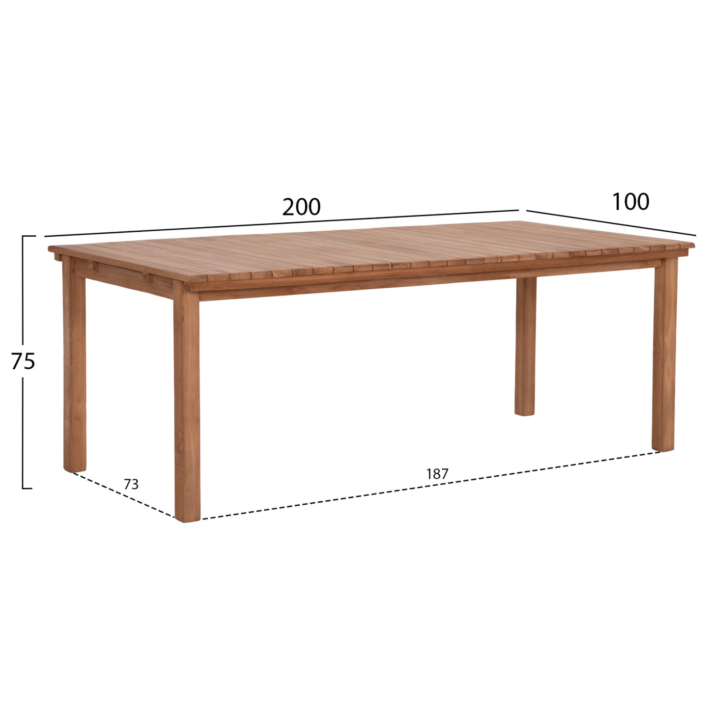 ΤΡΑΠΕΖΙ ΟΡΘΟΓΩΝΙΟ FINTO ΞΥΛΟ TEAK ΦΥΣΙΚΟ 200x100x75