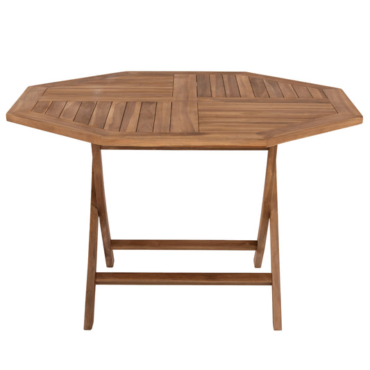 KENDALL FOLDING OCTAGONAL TEAK TABLE IN NATURAL COLOR 120x120x75