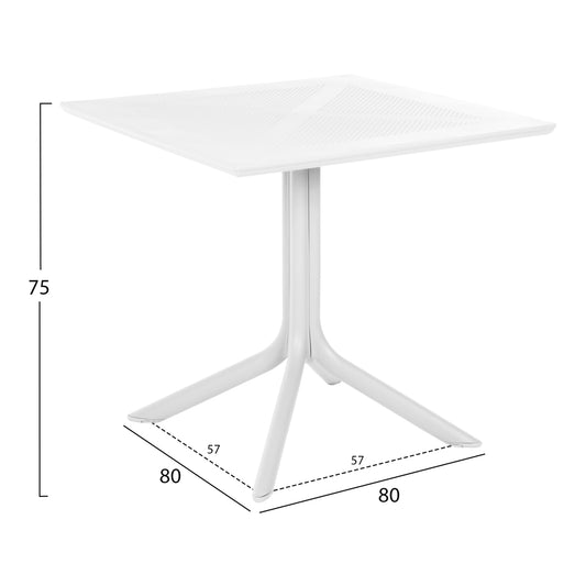 POLYPROPYLENE SQUARE TABLE LUNAR WHITE 80x80x74