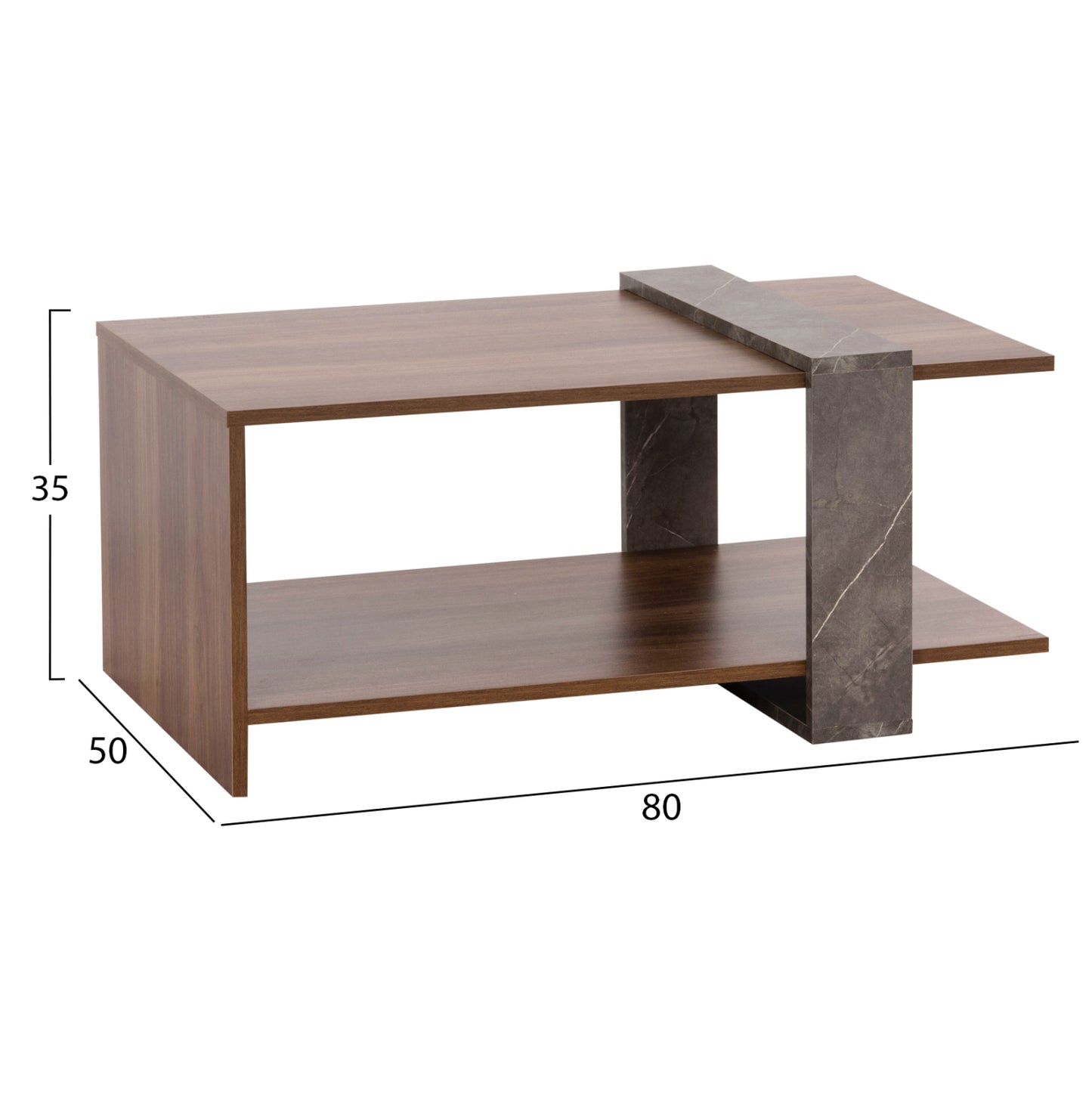 WILMA LIVING ROOM TABLE MELAMINE IN NATURAL GREY STONE 80x50x35