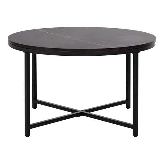 ΤΡΑΠΕΖΙ ΣΑΛΟΝΙΟΥ BLACK MARBLE ΜΕΛΑΜΙΝΗ ΜΑΥΡΗ ΜΕΤΑΛΛΙΚΗ ΒΑΣΗ Φ80x48,5