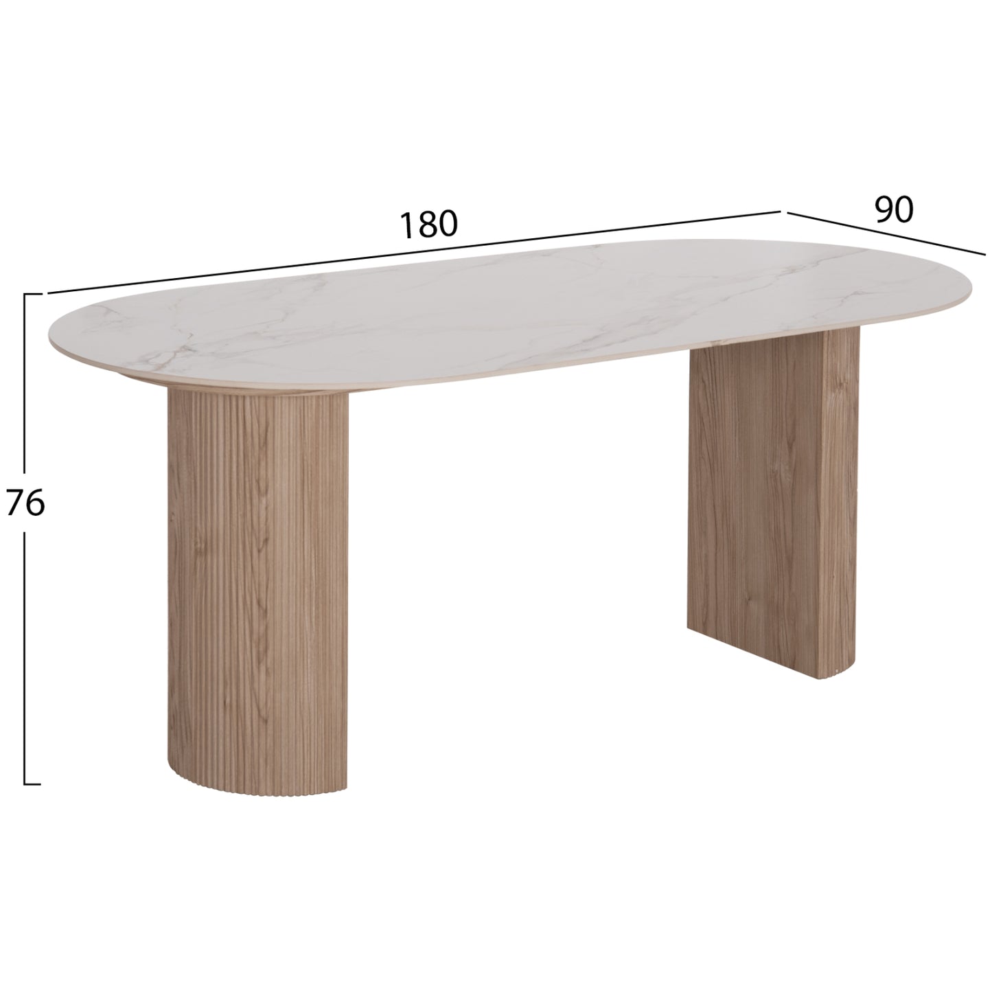 DINING TABLE MELLOW MDF LEGS IN NATURAL CERAMIC TOP 180x90x76