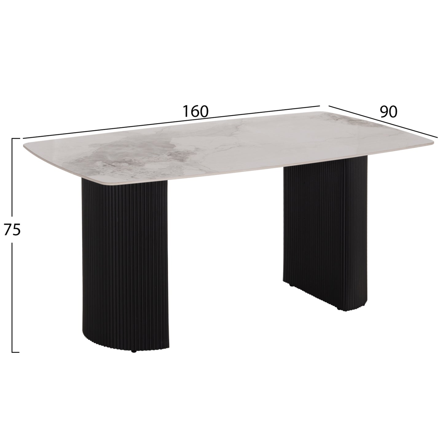 DINING TABLE MINAO MDF LEGS WITH DARK GREY CERAMIC TOP 160x90x75