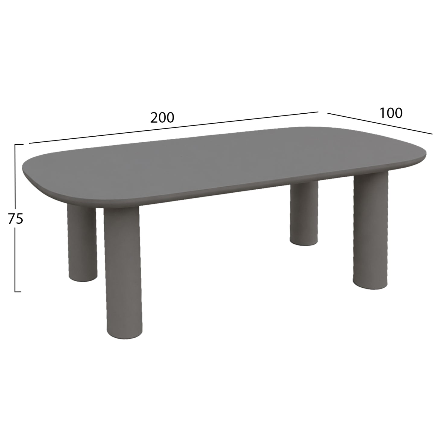 ΤΡΑΠΕΖΙ ΤΡΑΠΕΖΑΡΙΑΣ FIBER CEMENT KIORA ΓΚΡΙ 200x100x75