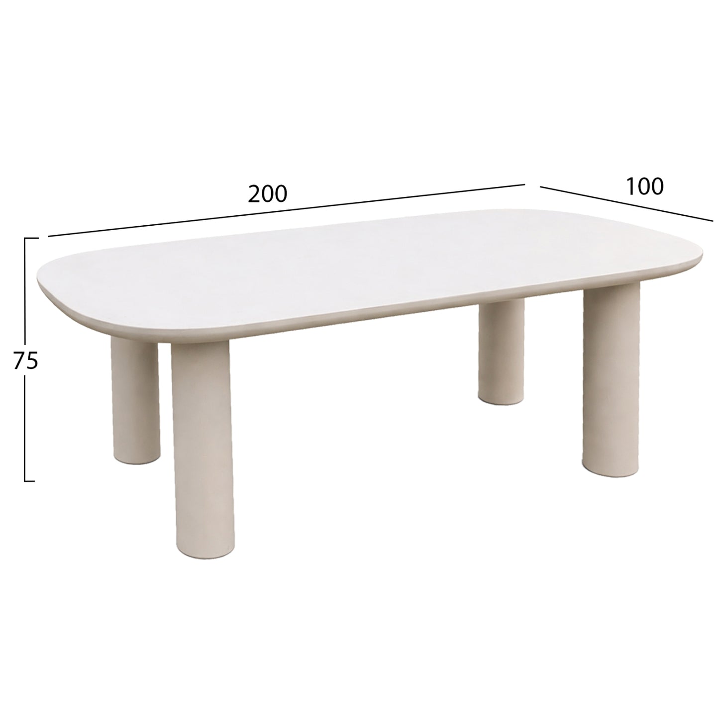 ΤΡΑΠΕΖΙ ΤΡΑΠΕΖΑΡΙΑΣ FIBER CEMENT KIORA ΜΠΕΖ 200x100x75