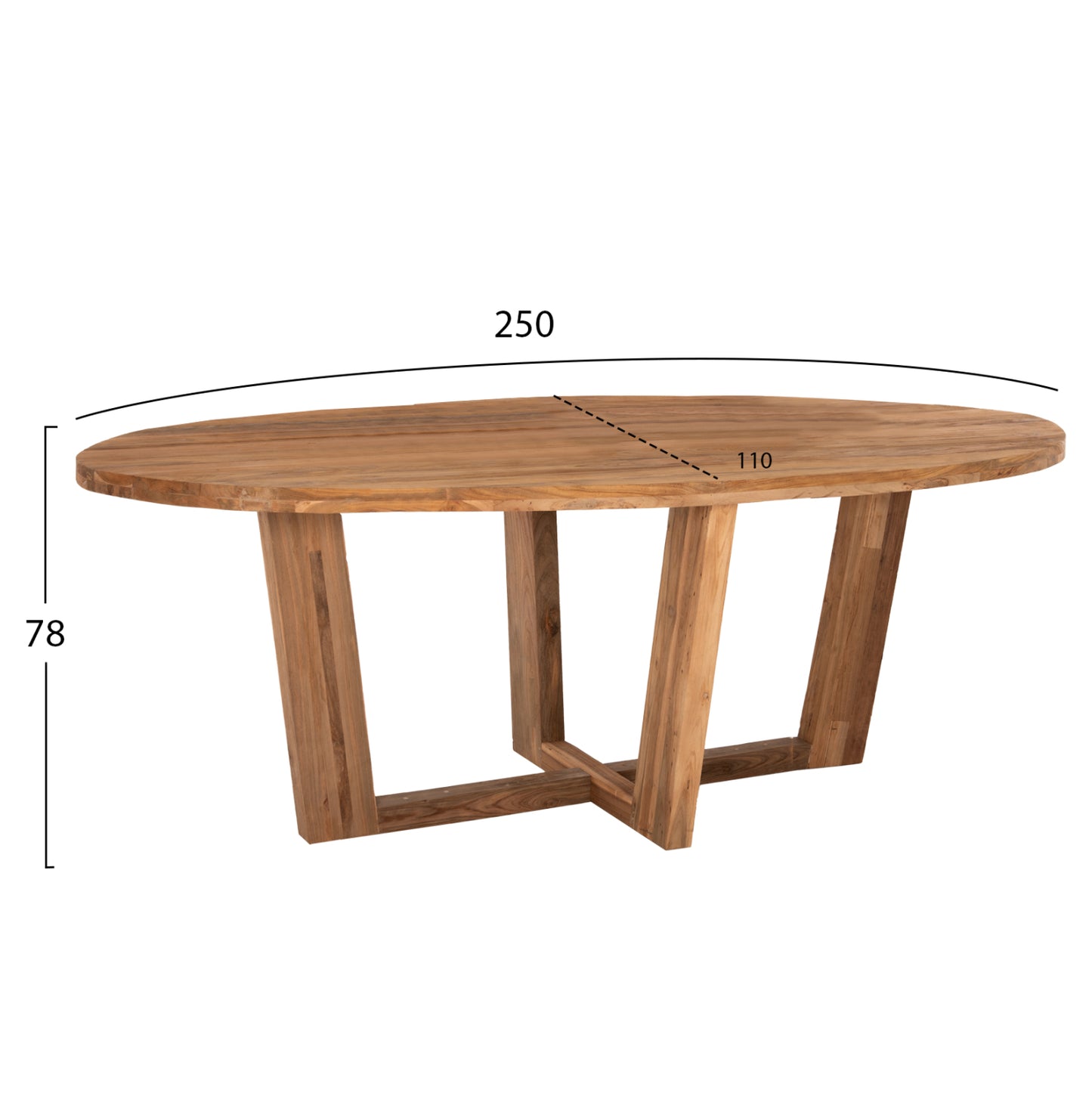 DINING TABLE CARIB OVAL RECYCLED TEAK 250x110x78