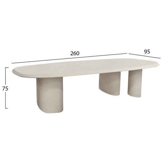 ΤΡΑΠΕΖΙ ΤΡΑΠΕΖΑΡΙΑΣ FIBER CEMENT ΟΒΑΛ GLEN ΜΠΕΖ 260x95x75