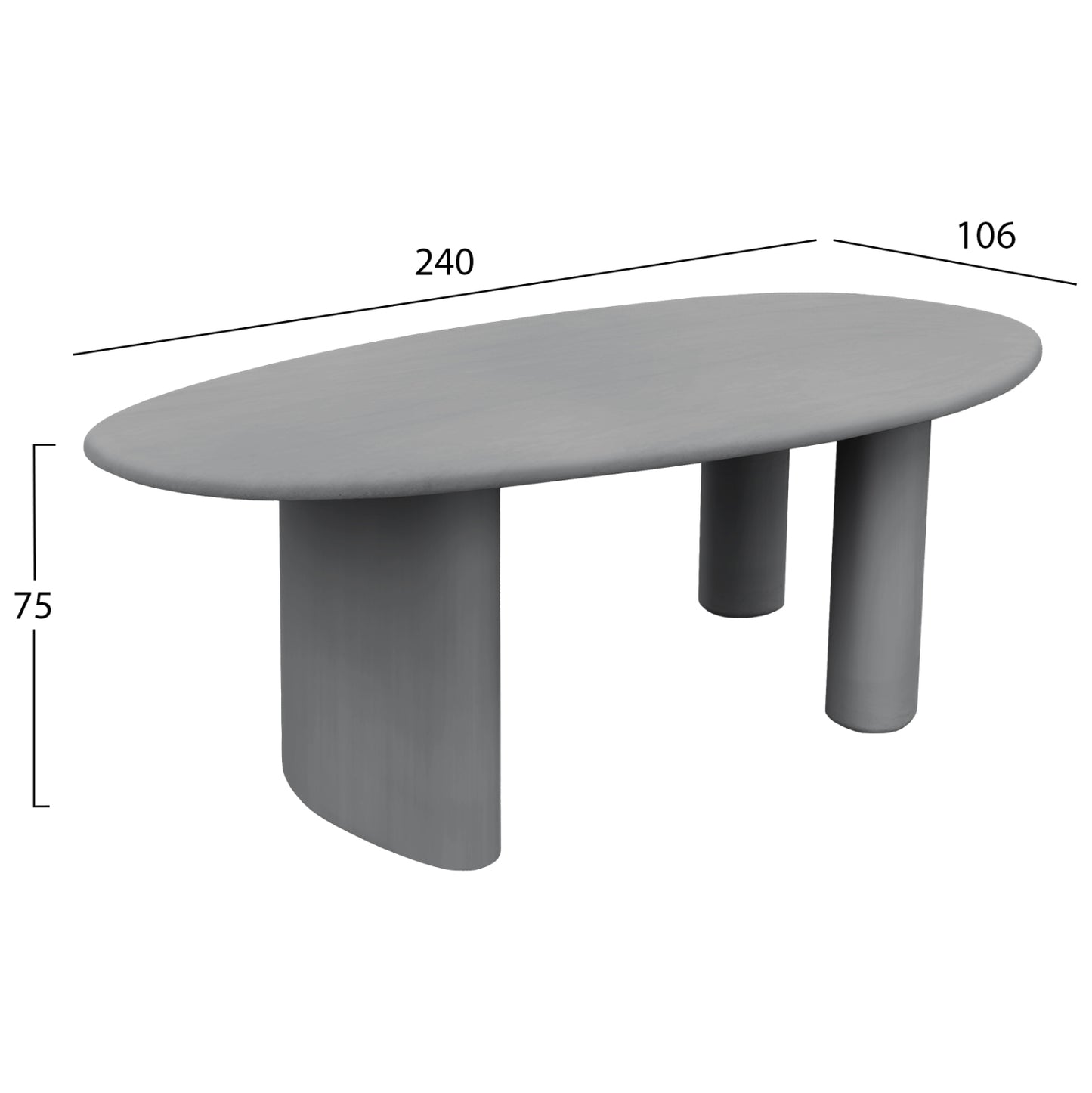 ΤΡΑΠΕΖΙ ΤΡΑΠΕΖΑΡΙΑΣ FIBER CEMENT ΟΒΑΛ VOLPE ΓΚΡΙ 240x100x75