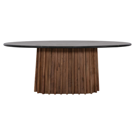 DINING TABLE OVAL DRAXX SOLID ACACIA BLACK MARBLE 200x100x76