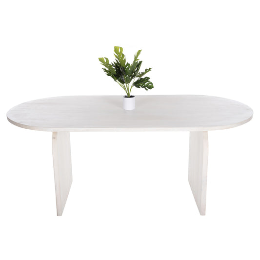 DINING TABLE OVAL HONKY SOLID MANGO WOOD IN WHITE 180.5x90.5x76