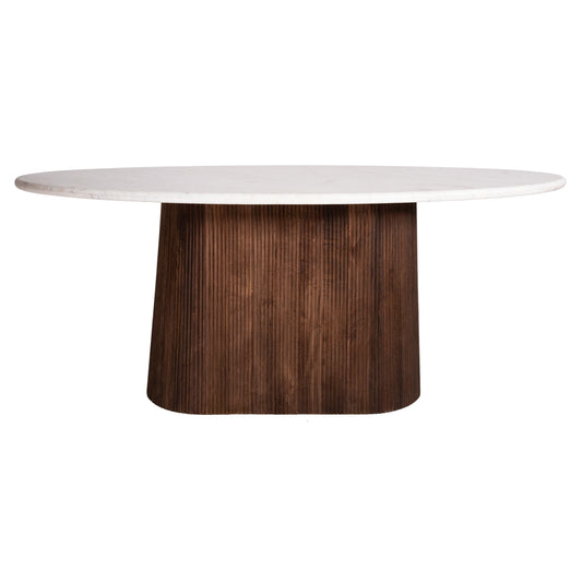 DINING TABLE OVAL PURGER SOLID MANGO WHITE MARBLE 180x89x76
