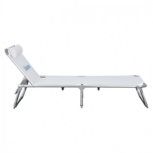 BEACH LOUNGER ALMIRA HEAVY-DUTY WHITE ALUMINUM 188x58x31-81