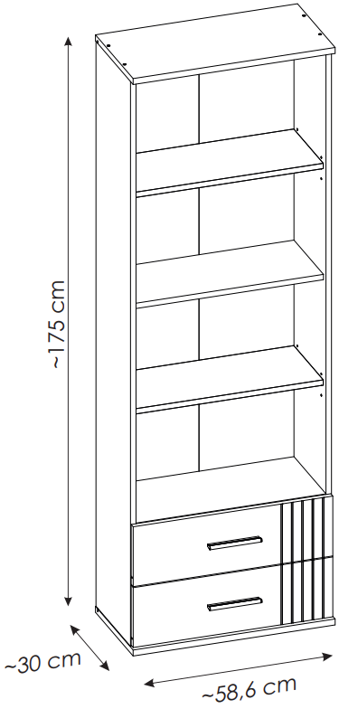 Xelvo Bookcase 60x35x175