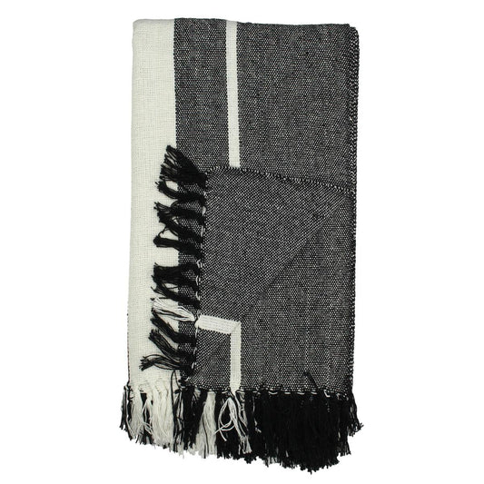 Ριχτάρι Ριγέ Μαύρο Βαμβακερό 130x170εκ