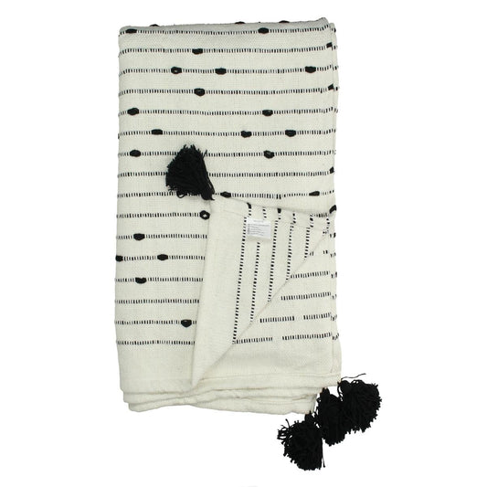 Ριχτάρι Ριγέ Μαύρο Βαμβακερό 130x170εκ