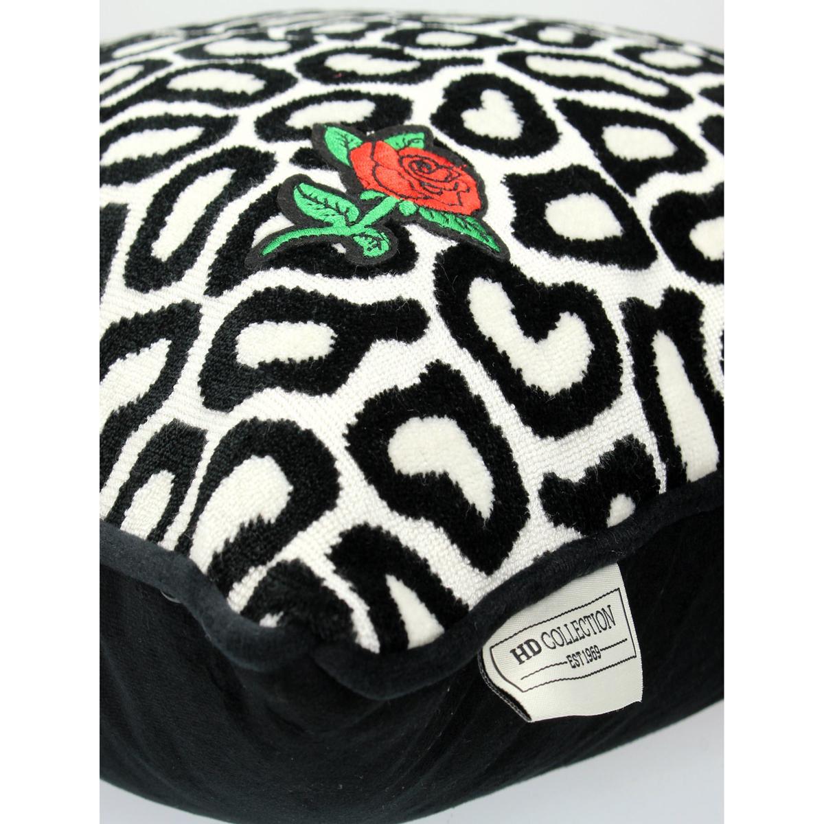 Μαξιλάρι με Σχέδιο Τριαντάφυλλο Μαύρο Polyester 43x43εκ