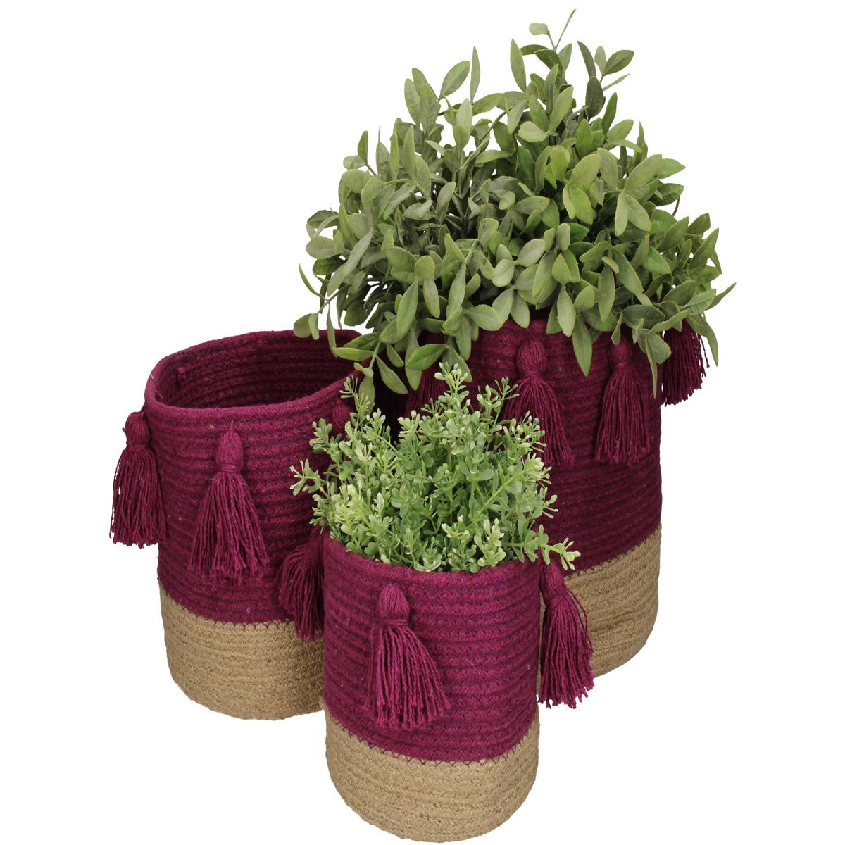 Καλάθι Μοβ Βαμβακερό 25x25x25 Σετ 3 Τμχ