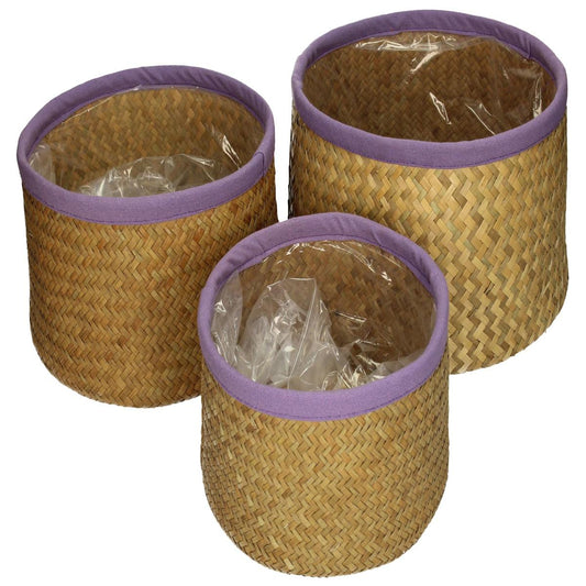 Κασπώ Λιλά Seagrass 27x27x17 Σετ 3 Τμχ