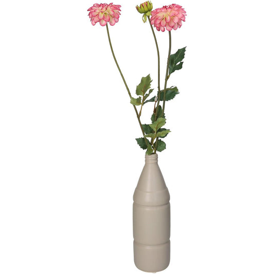 Βάζο Μπουκάλι Μπεζ Κεραμικό 8x8x26